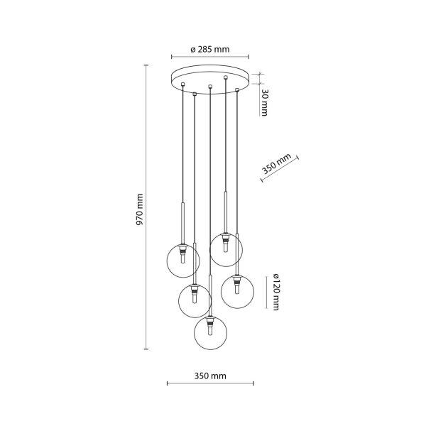 Hängeleuchte Glas Metall Ø 35 cm 5-flammig G9 verstellbar