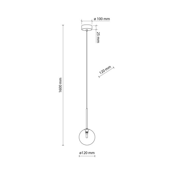 Hängeleuchte Glas Kugel Ø 12 cm schmal höhenverstellbar