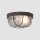 Runde Deckenlampe Braun Riffelglas Metall E27 Bullauge