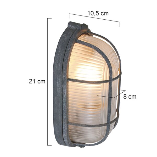 Deckenleuchte Riffelglas Metall Grau L:21 cm Industrie