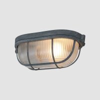 Deckenleuchte Riffelglas Metall Grau L:21 cm Industrie