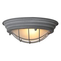 Industrie Deckenlampe Metall Glas Grau Weiß...