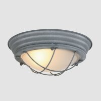 Industrie Deckenlampe Metall Glas Grau Weiß...