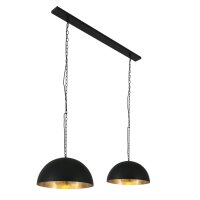 Lange H&auml;ngelampe Metall in Schwarz Gold 140 cm E27