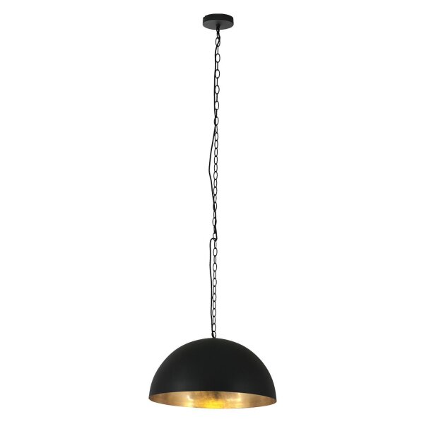 Runde Hängelampe Metall in Schwarz Gold 50 cm Modern