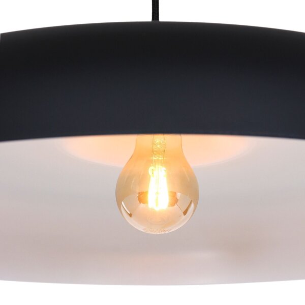Schwarze Pendelleuchte Metall L:50 cm rund E27 Modern