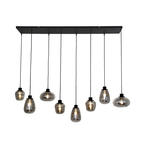 Runde Hängelampe Schwarz Rauchgrau Glas Metall 145 cm