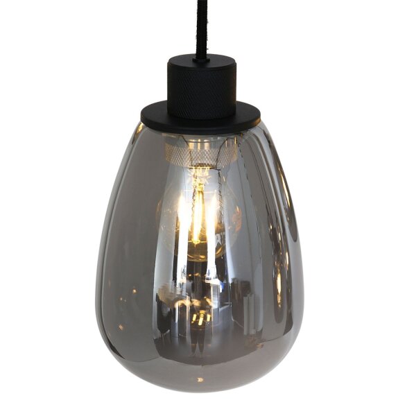 Runde Hängelampe Schwarz Rauchgrau Glas Metall 145 cm