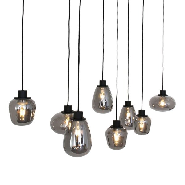 Runde Hängelampe Schwarz Rauchgrau Glas Metall 145 cm