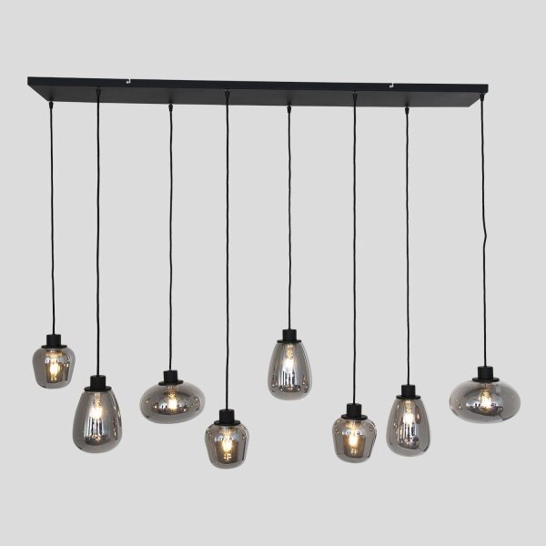 Runde Hängelampe Schwarz Rauchgrau Glas Metall 145 cm