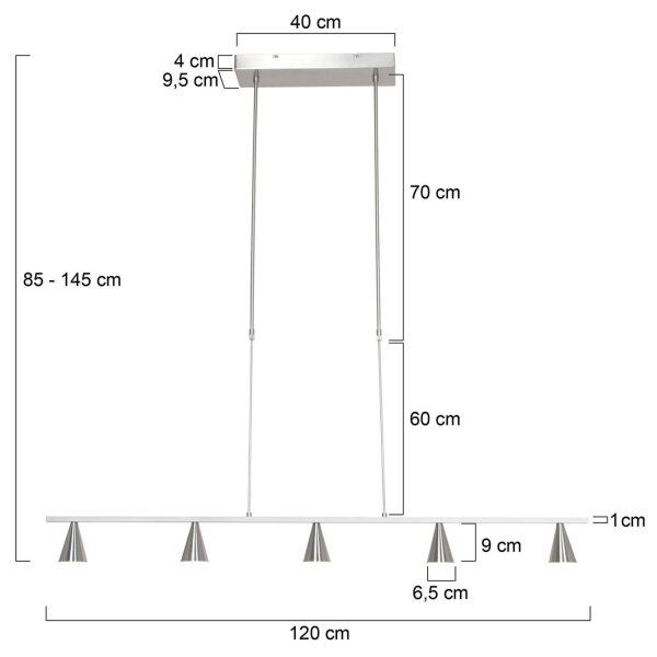 LED Hängelampe Metall in Stahl L:120 cm 4000 K elegant