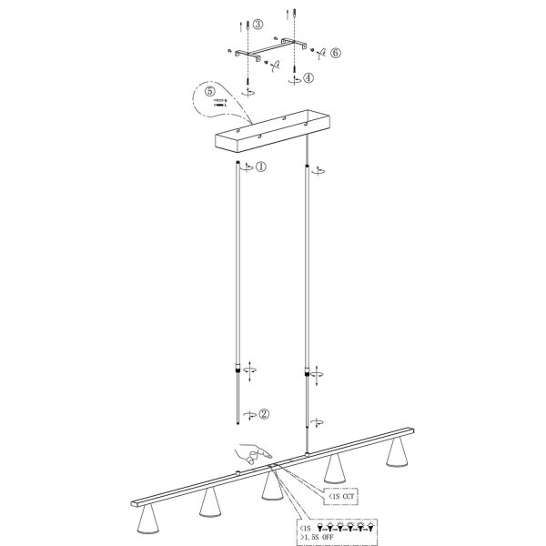 LED Hängelampe Metall in Stahl L:120 cm 4000 K elegant