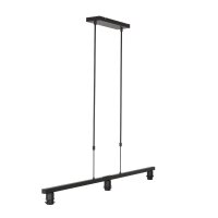 Hängelampe Metall Stoff in Schwarz Gold 140 cm 3-flmg
