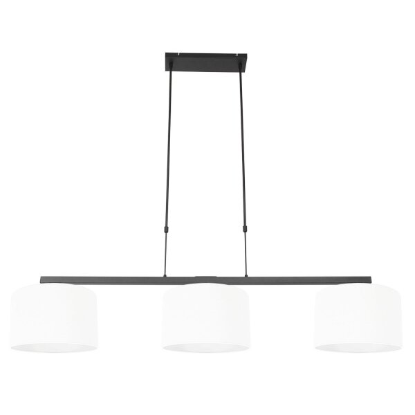 Pendelleuchte Metall Stoff Schwarz Weiß 140 cm blendarm
