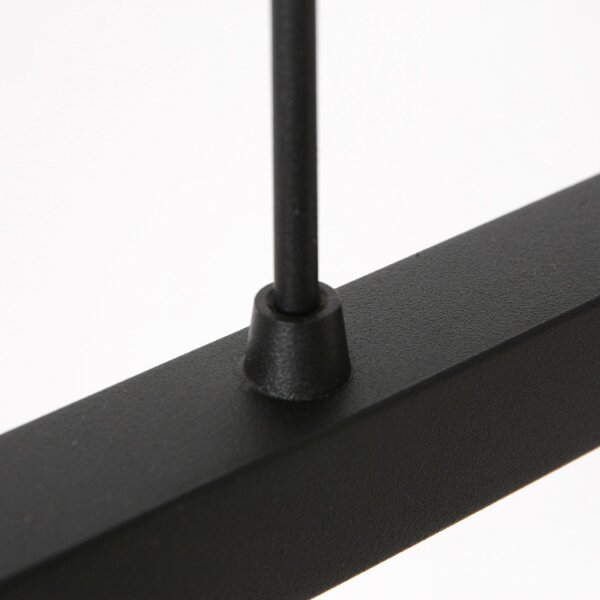 Pendelleuchte Metall Stoff Schwarz Weiß 140 cm blendarm