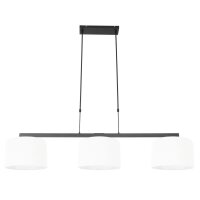 Pendelleuchte Metall Stoff Schwarz Weiß 140 cm...
