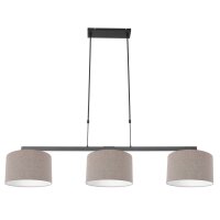 Pendelleuchte Schwarz Grau Metall Stoff 140 cm wohnlich