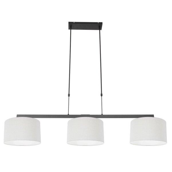 Hängelampe Schwarz Weiß Metall Stoff 140 cm 3-flammig