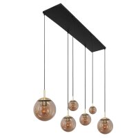 Lange H&auml;ngelampe Glas in Bernstein 120 cm E27 Modern