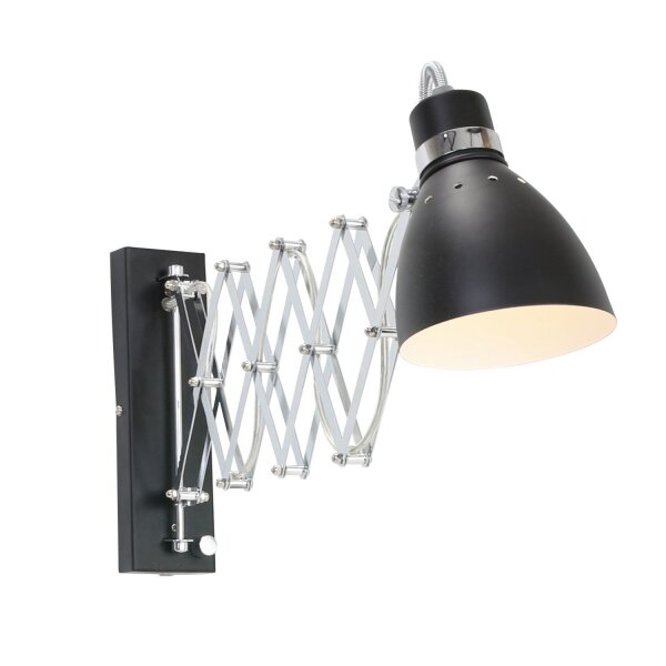 Ausziehbarer Wandspot Schwarz dimmbar E27 mit Stecker