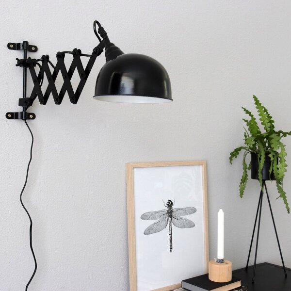 Wandspot Metall Schwarz T:56 cm mit Stecker flexibel
