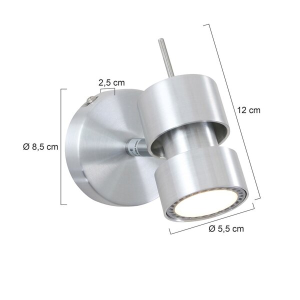 Wandspot flexibel Metall H:12 cm inkl. GU10 akzentuiert