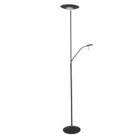 LED Deckenfluter mit Lesearm in Schwarz 185 cm dimmbar