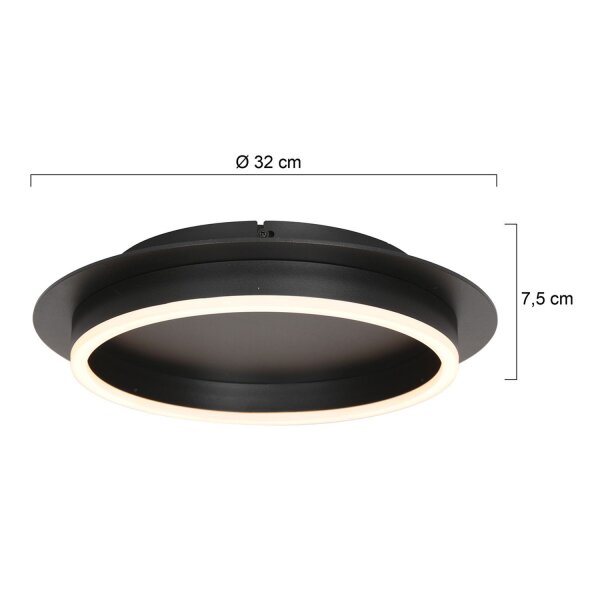 LED Deckenlampe Metall Kunststoff Schwarz 20 W 2700 K