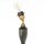 Stehlampe Holz Leinen Schwarz Grau 153 cm E27 blendarm