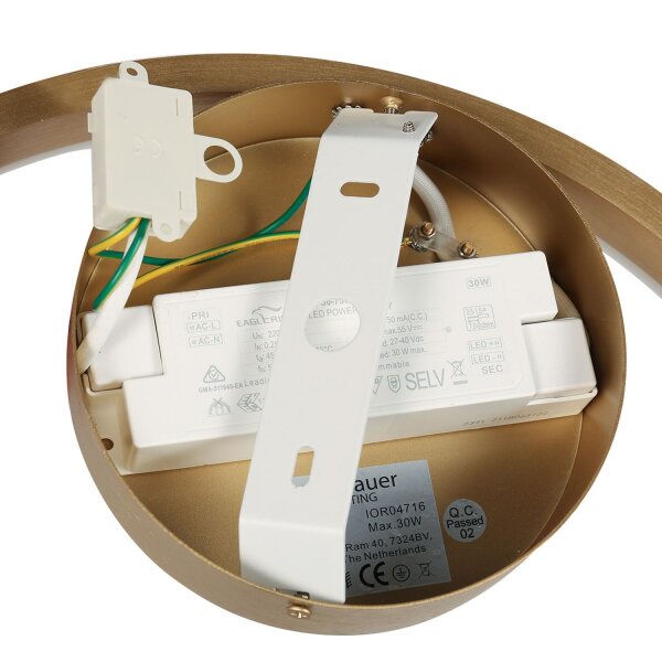 Dekorative LED Wandlampe Metall in Gold H:40 cm Ring