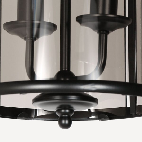 Hängelampe Glas Metall Schwarz Rauchgrau E14 elegant