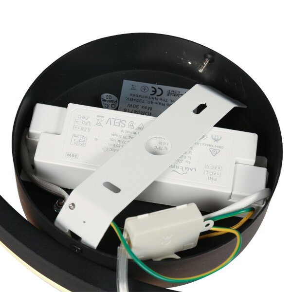 Dekorative LED Wandleuchte Metall Schwarz B:40 cm Ring