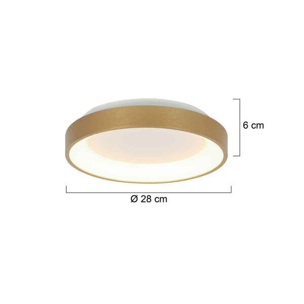 LED Deckenlampe in Gold Weiß Ø28 cm 2700 K wohnlich