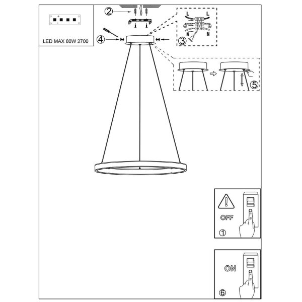 Große LED Pendelleuchte Schwarz Ø100 cm 80 W 2700 K