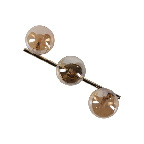 Deckenleuchte Metall Rauchglas 47 cm klein in Gold Bernstein