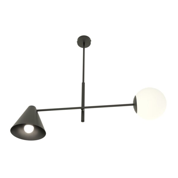 Längliche Deckenlampe Metall Glas Schwarz E14 blendarm