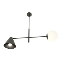 L&auml;ngliche Deckenlampe Metall Glas Schwarz E14 blendarm