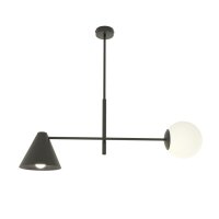 Längliche Deckenlampe Metall Glas Schwarz E14 blendarm