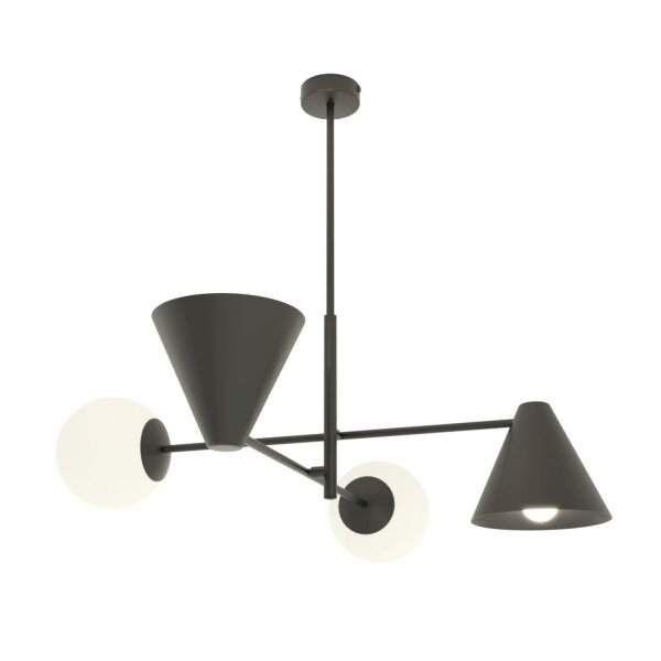 Schwarze Deckenlampe Metall Glas B:70 cm E14 blendarm