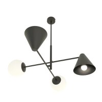 Schwarze Deckenlampe Metall Glas B:70 cm E14 blendarm