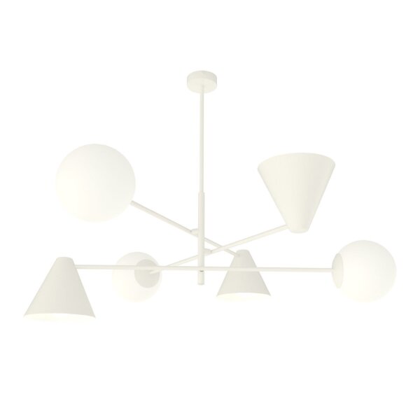 Deckenlampe Glas Metall E14 B:86 cm Weiß 6-flmg Modern