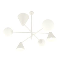 Deckenlampe Glas Metall E14 B:86 cm Weiß 6-flmg Modern