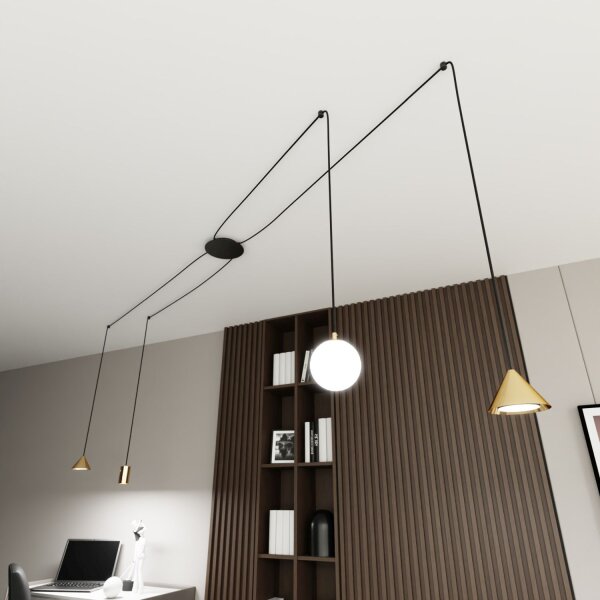 XXL Hängelampe Spider Metall Glas flexibel 200 cm Kabel