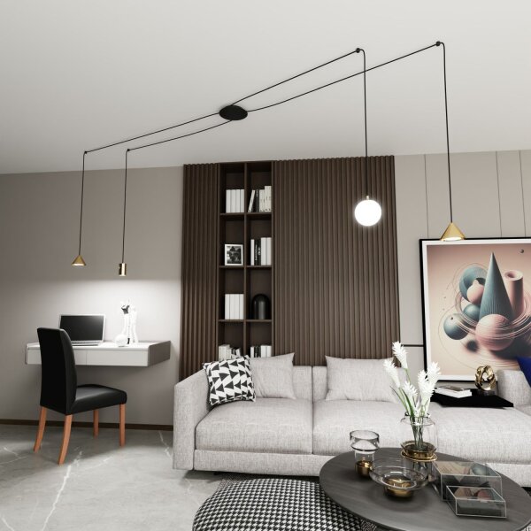 XXL Hängelampe Spider Metall Glas flexibel 200 cm Kabel