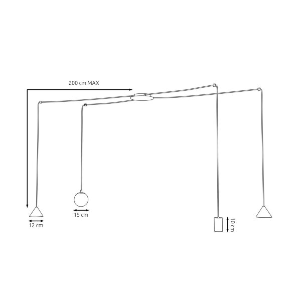 XXL Hängelampe Spider Metall Glas flexibel 200 cm Kabel