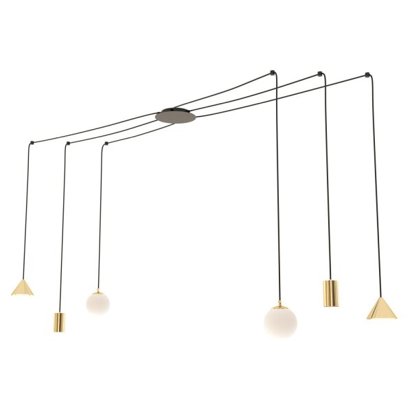 Große Pendelleuchte flexibel Glas Metall 200 cm Kabel