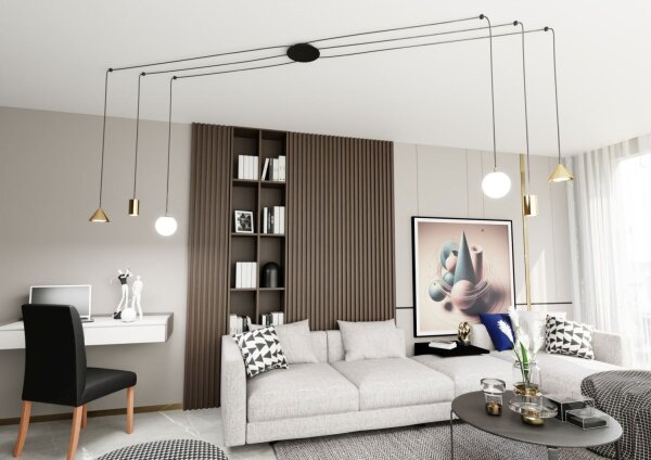 Große Pendelleuchte flexibel Glas Metall 200 cm Kabel