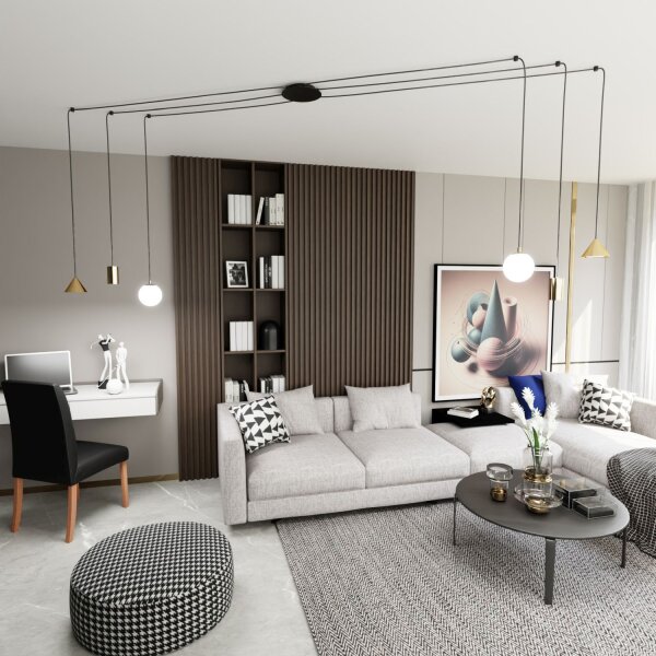 Große Pendelleuchte flexibel Glas Metall 200 cm Kabel