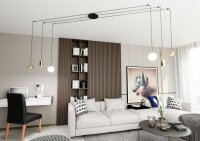 Große Pendelleuchte flexibel Glas Metall 200 cm Kabel