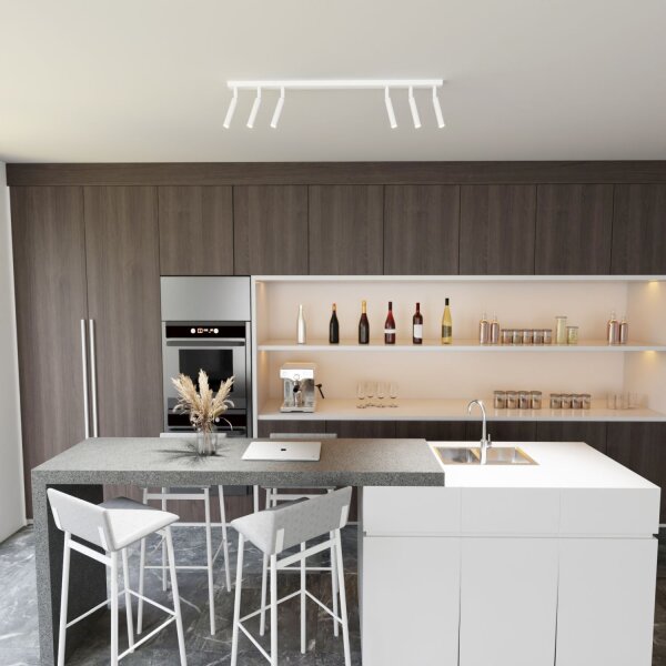 Flexibler Deckenstrahler Metall 90 cm länglich G9 Weiß
